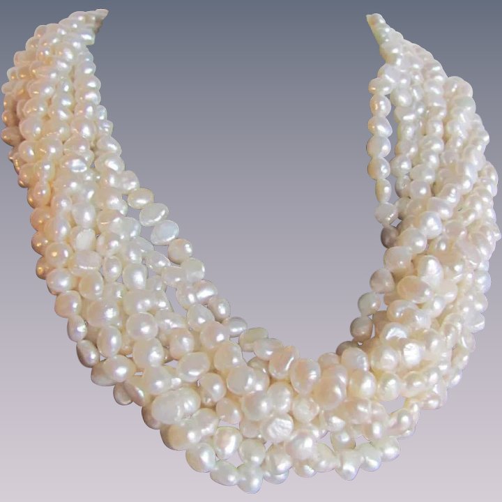 Cultured pearl torsade necklace